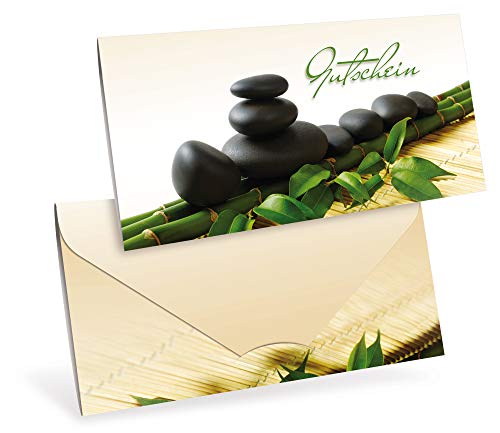 Premium Gutscheinkarten (10 Stück) für Wellness, Massage, Salzgrotte - verschließbare Faltkarte in DIN lang