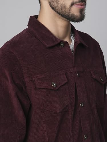 Image of PRONK Teddy Lined Corduroy Jacket - Wine