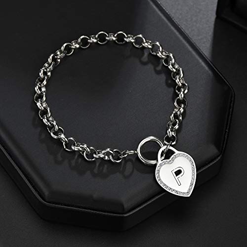 Image of CaleesLLC Letter A to Z Initial Charm Bracelet Adjustable Stainless Steel Anklet Personalized Wrist Link for Women