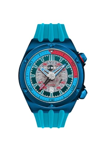 Nubeo Men's 50mm Nereus Compressor Japanese Automatic Limited Edition Cerulean Blue Watch with Silicone Strap NB-6037-0C