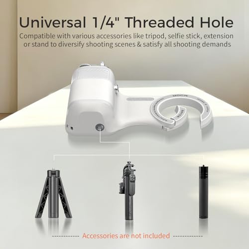 Image of Upgraded Mag-Safe Magnetic Camera Handle Grip with Extended Magnetic Phone Mount with Carabiner & Thumb Rest, Detachable Rechargeable Shutter Remote Compatible with iPhone Pro Max for Video Calls /TK