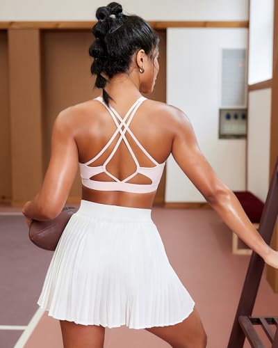 Image of Sports Bras for Women, Medium-High Support Strappy Padded Running Sports Bras with Removable Cups