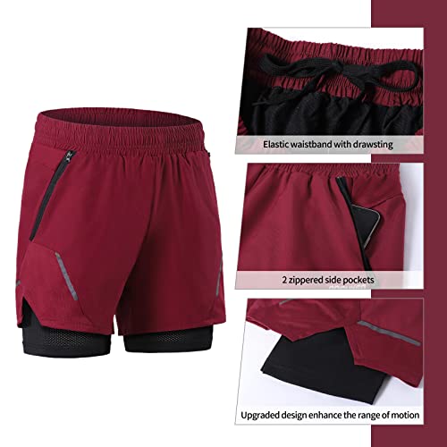 ARSUXEO Uomo 2 in 1 Pantaloncini da Corsa