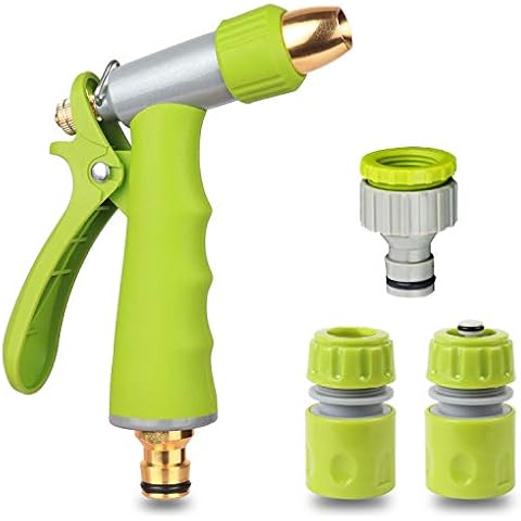 Spray Watering Gun Hose Pipe Fitting Set, Including Spray Nozzle Watering Gun, Hose End Quick and Waterstop Connector, Threaded Tap Adapter, for Garden Cover