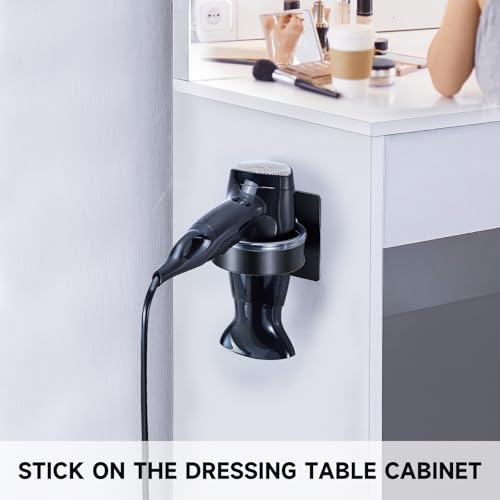 Suporte de secador de cabelo, suporte de secador de cabelo preto montado na parede, suporte de secad