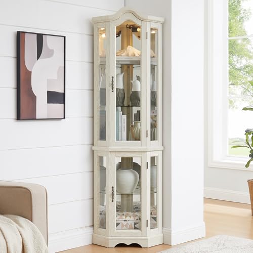 70-Inch Lighted Corner Curio Cabinet