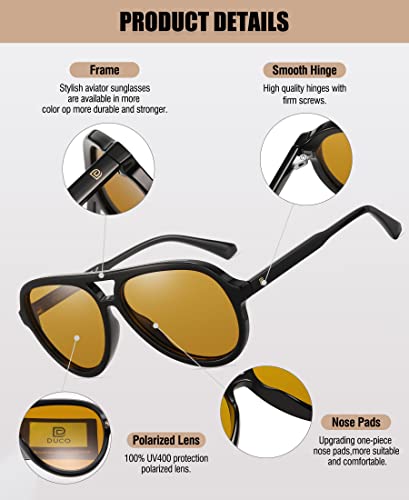 DUCO Retro Aviator Polarized Sunglasses Women Men Vintage Double Bridge Sun Glasses Classic Shades DC12083