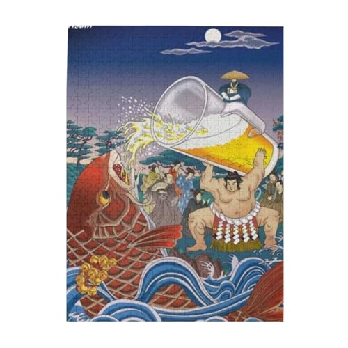 ジグソーパズル 相撲 大相撲 浮世絵14 500ピース 木製パズル 脳チャレンジ Diyの家の装飾 特別プレゼント 楽しい遊び ピクチュアパズル 贈り物 誕生日 記念日 祝い クリスマス 500pcs