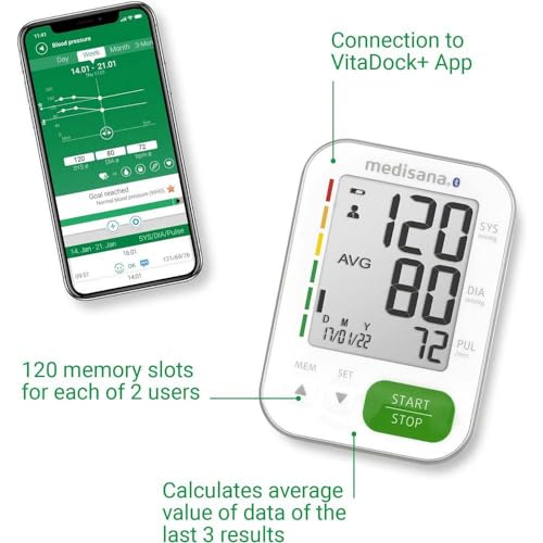 medisana BU 570 connect Oberarm-Blutdruckmessgerät, Blutdruck- und Pulsmesser mit Speicherfunktion...