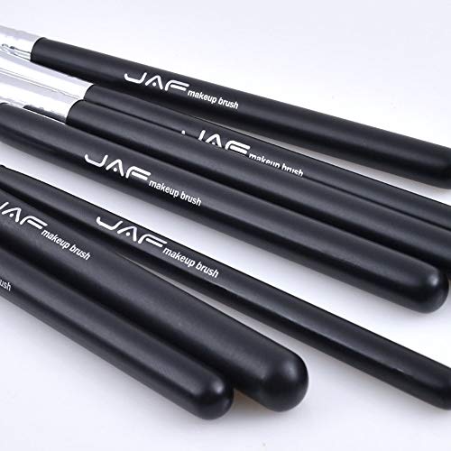 JAF 7-piece Black Eyeshadow Brushes with Soft Natural Pony Hair - including WIDE Crease Brush, LARGE Eye Shadow Brush, MEDIUM Shader Brush, ANGLED Eyeshadow Blending Brush, TAPERED Crease Brush, SMALL Shading Brush, MINI Smudge Brush
