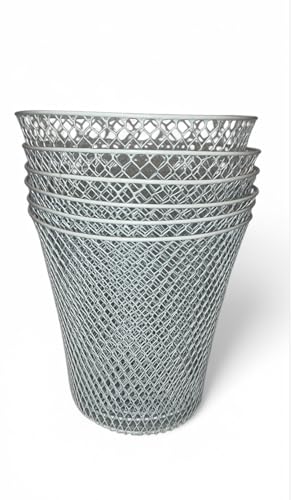 Essentials Wire Mesh Waste Basket (6, White)