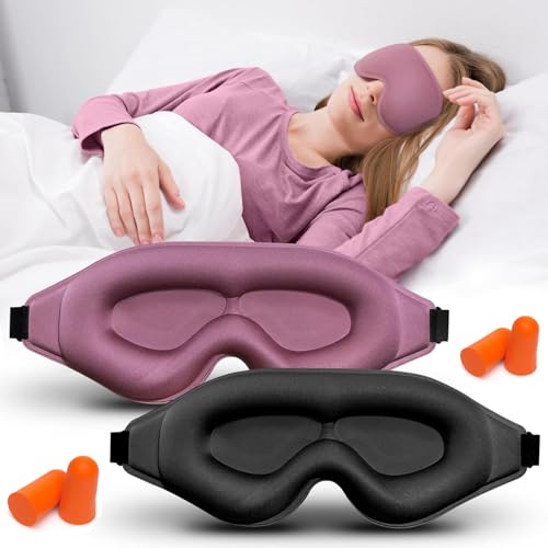 Consejos para Comprar Antifaz batman los mejores 10. 45 2 pieza Antifaz para dormir 3D para mujeres y hombre,Suave Seda Cómoda Correa Ajustable Máscara para Dormir,venda para los ojos, bloquea la luz, para transpirable y suave...