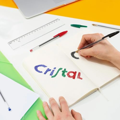 Caneta BIC Verde Cristal Dura Mais – Ponta Esferográfica Média de 1.0mm. Escrita Macia e Cor Intensa