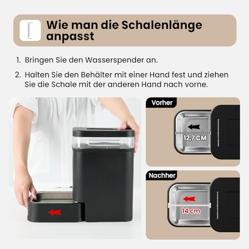 Gardner Pet 6.5L Automatischer Wasserspender, Schwerkraft-Tränke mit Edelstahlschüssel, Futterautomat für Hunde und Katze, große Kapazität Futterspender, BPA-frei, Keine Elektrizität, geräuschlos