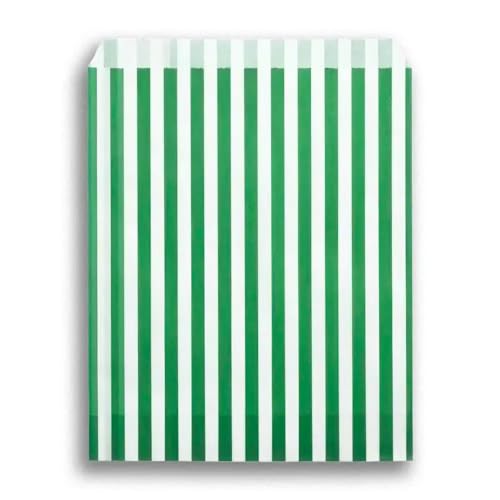 Sacs à bonbons verts en papier rayé avec motif rétro pour buffet gourmand - 2