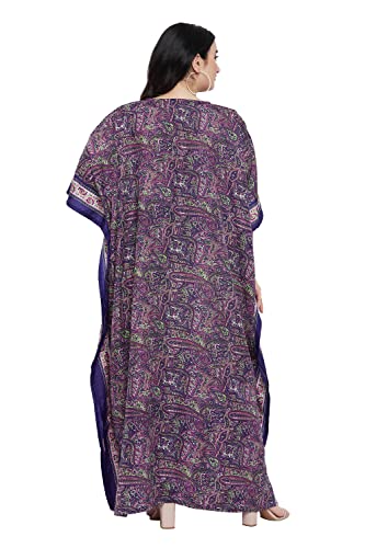 Image of Oussum Women Polyester Casual Long Plus Size Beach Caftan Cover Up Maxi Dress 1X-3X Summer Kaftan Dresses for Women