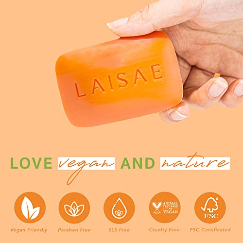 Laisae Carrot Brightening Soap For Exfoliate Face & Body Moisturize, Pore Cleaner, Glowing Skin With Shea Butter - All Skin Types, Vegan Formula, Paraben & Sls Free, 3.52 Oz (2 Bars) #TOP2