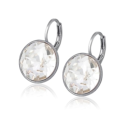 XUPING Round Crystal Leverback Earrings Sparkly Elegant Austrian Crystals 18K Platinum Plated Hypoallergenic Delicate Jewelry Gifts For Women Party