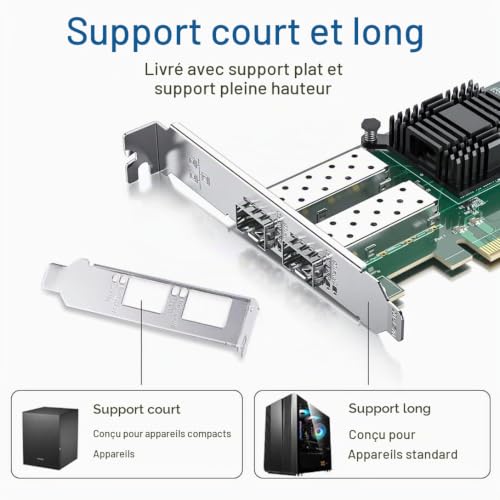 H!Fiber.com Carte réseau Ethernet 10G, 2 Ports SFP+ NIC, 10GbE CNA, Spec équivalent à X520-DA2, avec contrôleur Intel 82599ES, supportant Windows Server/Linux/VMware (Pas de Support Mac) – vue 4