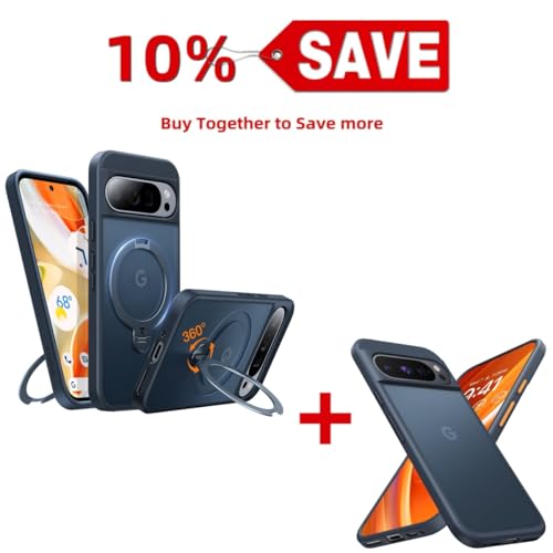 TORRAS Google 9 Pro XL Case with 360 Spin Stand & Shockproof Designed for Google Pixel 9 Pro XL Case — Buy Together to Save 10%