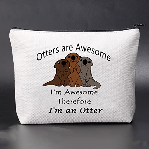 Image of JNIAP Funny Otter Cosmetic Bag Otter Lover Gift Otters Are Awesome I'm Awesome Therefore I'm An Otter Makeup Zipper Bag (Otters bag)