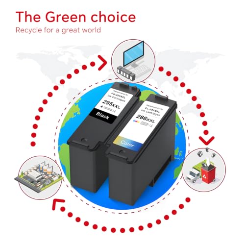 Image of PG-295XXL CL-286XXL Combo Pack Ink Cartridges Compatible for Canon PG-295 XXL Black CL-286 XXL Color, Printer Ink for Canon 295 and 286 Ink Work with Canon TR7120, TS6520, TS4320 Inkjet (2-Pack)