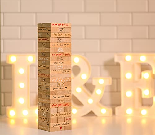 Wedding Guest Book Alternative, 72 Pcs Wooden Block Guest Book For Wedding Sign In, Reception, Baby Shower, Guestbook For Wedding, Unique Wedding Book W 4 Paper Signs And 4 Color Signing Pens #TOP6