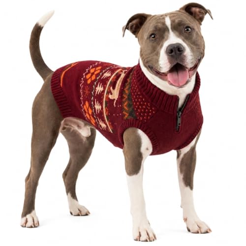 IECOii Christmas Nordic XXL Dog Sweater for Large Dogs, Mock Neck Knit