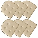 Cozyide U-Shaped Chair Cushions for Dining Chairs 6 Pack, Memory Foam Chair Pads with Tufted Design