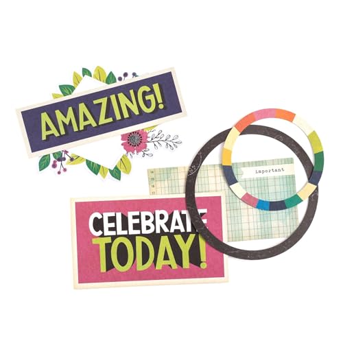 American Crafts Vicki Boutin Color Kaleidoscope Ephemera Die-Cuts 50/Pkg-Cardstock Frames & Journaling,