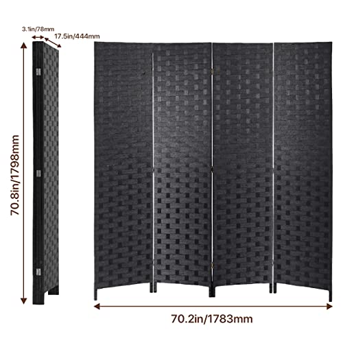 Room Dividers and Folding Privacy Screens 4 Panel 6 ft Foldable Portable Room Seperating Divider, Handwork Wood Mesh Woven Design Divider Wall, Room Partitions and Dividers Freestanding