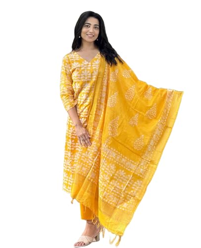 KLOSIA Women's Viscose Printed Straight Kurta and Pant with Dupatta Set