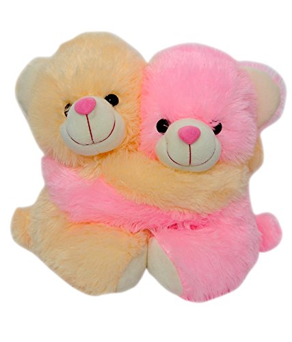 Saugat Traders Couple Hugging Teddy Bear - Best Love Gift for Girlfriend Boyfriend Wife Husband Fiancee Fiance Friends Girls Boys -16 Cm(Beige-Pink)