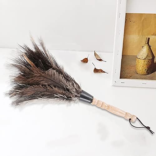 YULIN Anti-Static Ostrich Fur Brush Duster Dust Cleaning Wooden Handle