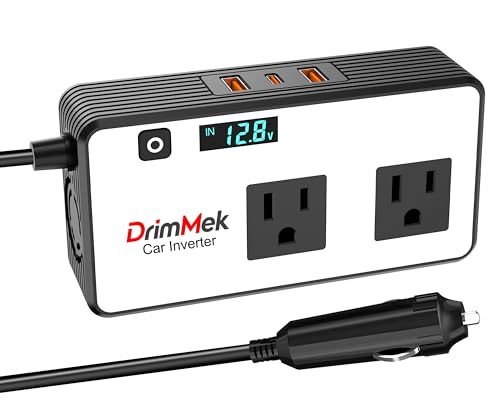 DrimMek 200W Car Power Inverter, Car Plug Adapter Outlet 12V