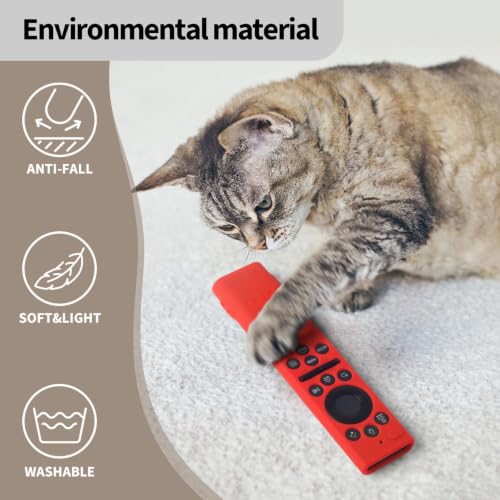 Image of Oboe Silicone Tv Remote Cover Compatible with Samsung Smart Tv Remote 2026 Model BN59-01498A Open Key Case with Lanyard (Red) [REMOT E NOT Included]