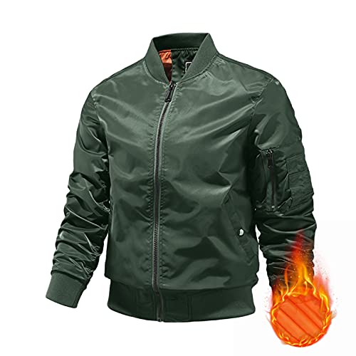 Mens Bomber Jacket Fall Winter Fleece Heavyweight Trendy Windbreaker Coato - image 2