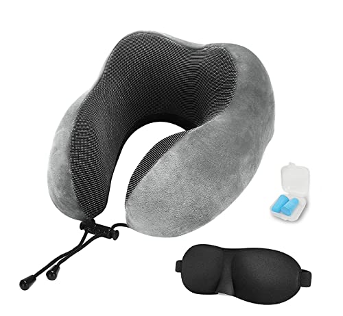 Almohada Cervical cómoda para la Barbilla para Dormir - Almohada de Viaje portátil de Espuma viscoelástica para Adultos (Gris) Cover