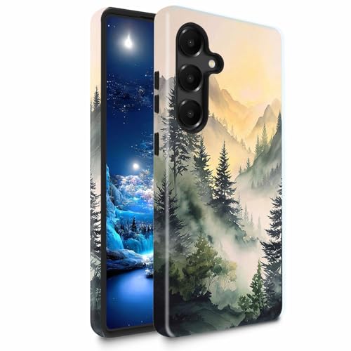Bxgolkgd TPU+PC Phone Case for Galaxy S26 5G 6.3",Dual Layer Shockproof Protective Cover,Anti-Fall Rugged Shell for Men Women,Mountain Forest Mist