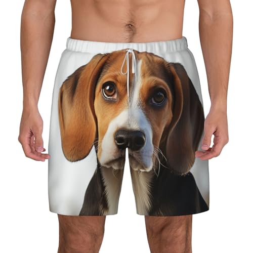 Men's Swim Trunks Quick Dry Board Shorts Drawstring Beach Short Cute Beagle Dog Bathing Suit for Men