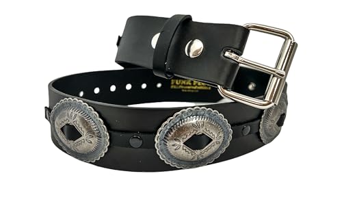 Oval Concho Belt Made In USA Real Leather Punk Goth Thrash Metal3