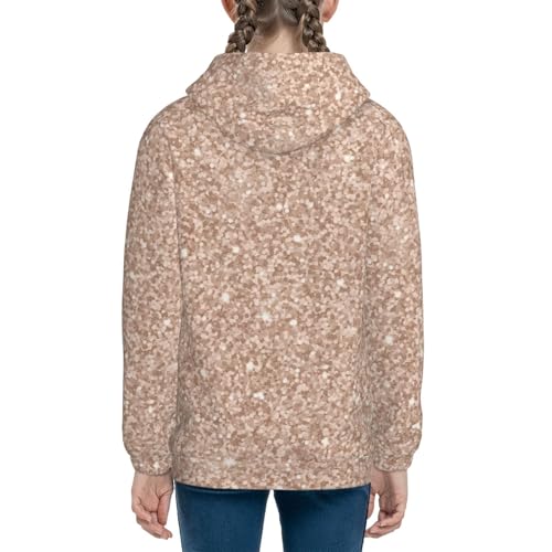 Beige Sparkling Glitter Kids Pullover Hoodies Boys Sweatshirts Girls Athletic Clothes with Pocket4