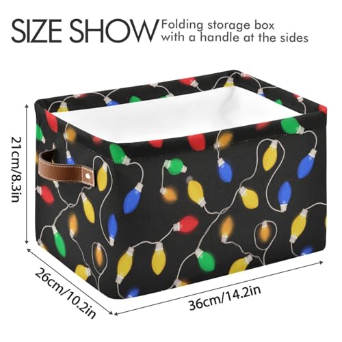 Image of Aslsiy Storage Basket Christmas Lights (5) Nursery Bins Baby Box Canvas Clothes Shelf Basket Laundry Hampers 2 Pcs