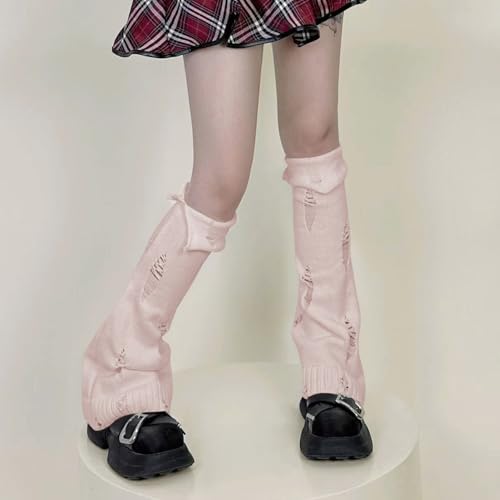 Image of SherryDC Womens Y2k Knit Leg Warmers Harajuku Japanese Long Boot Socks Kawaii Lolita Winter Leg Cover