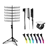 Laflare Standing Braid Hair Organizer – 144 Pegs Hair Extension Holder, Divider & Display Stand for Hair Braiding, Height Adjustable Rack, Easy to Assemble (Black-Combo)
