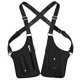 Leather Adjustable Underarm Shoulder Bag, Adjustable Accessories With Double Bag For Unisex Leather Armor, Travel Accessory (Black)