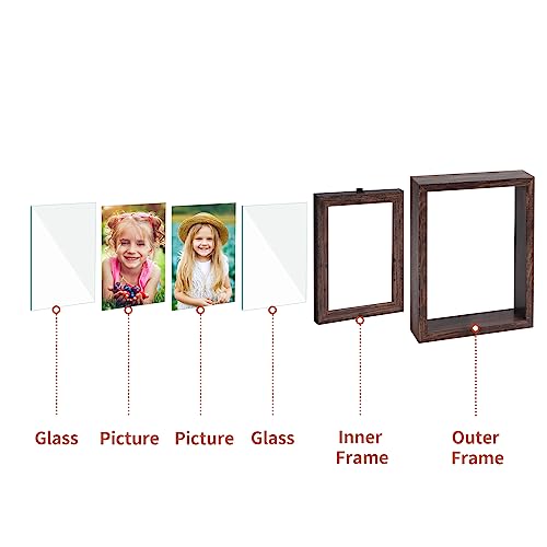 EXYGLO 2 Pack 5x7 Picture Frames Rotating Floating Photo Frame Wooden 2 Sided Frames for Vertical or Horizontal Tabletop Display by EXYGLO - Image 3
