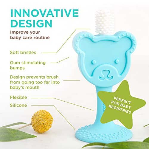Oogiebear 360° Toothbrush - Training Toothbrush For Babies. Safe Ultra Soft Silicone Toothbrush With Teddy Bear Baby Gum Relief And Gum Massaging Base. Baby Must Haves. Bpa Free #TOP1