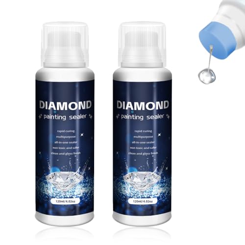2 Stück Diamond Painting Versiegelung，240 ML Diamond Painting Kleber,Transparente Kleber, Schutz von Diamanten, Für strahlend glitzernde Bilder & festen Halt deiner Steinchen