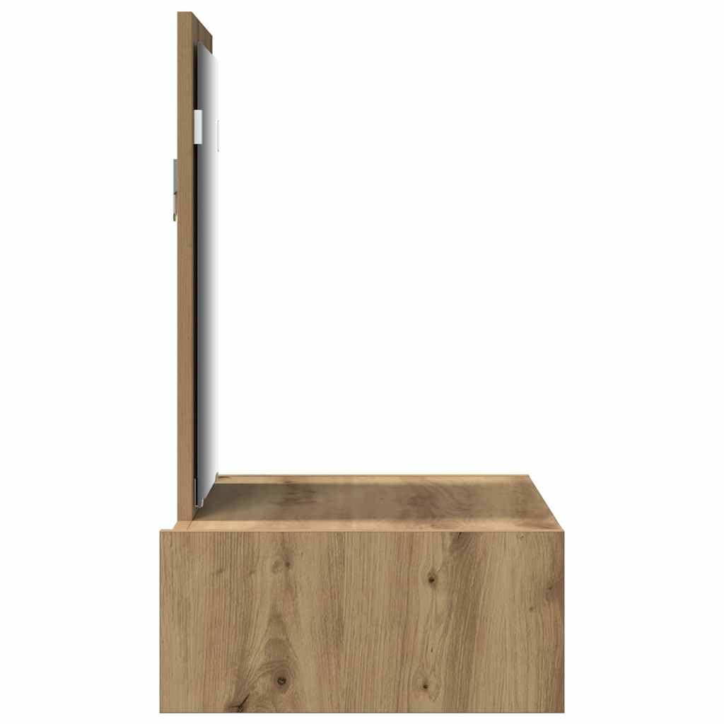 Tomostar Coiffeuse Murale avec Miroir, Table de Maquillage Suspendue avec Tiroir Table de Toilette Murale Marron 60 x 40 x 70 cm Bois d'ingénierie